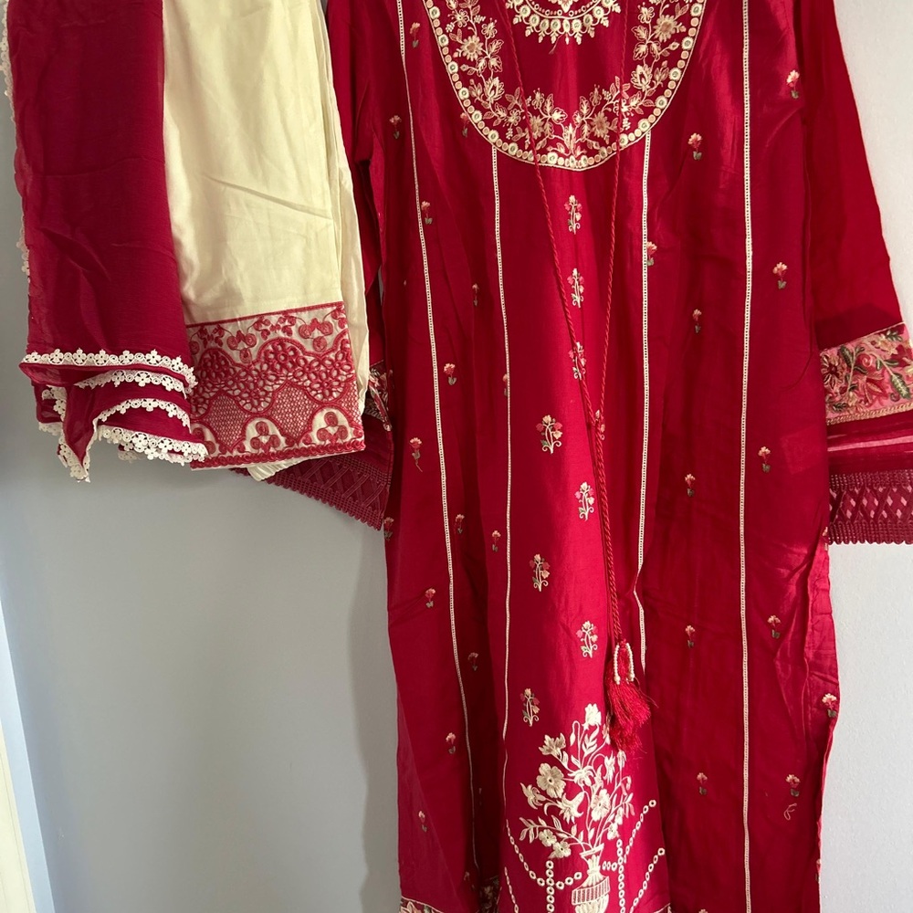 Elegant pink and white Embroidered Dress